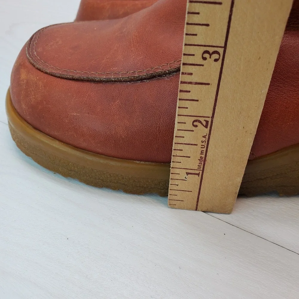 LL Bean Vintage Women 7 Cognac Leather Shearling Lined Winter Boots Canada Made
